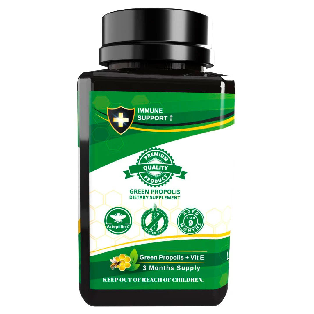 Vitamins & Supplements - 180 Capsules - Propolis Health Store Bee Propolis Softgel Longevity 180 Capsules - Boost Your Bee Therapy 3 Months Suply - Concentrate Minimum 25% Dry Extract - 1000mg Per 2 Capsules.