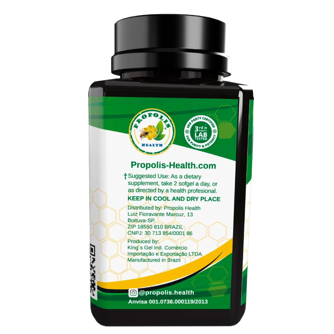 Bee Propolis Softgel Longevity 180 Capsules | Boost Your Bee Therapy 3 Months Suply | Concentrate Minimum 25% Dry Extract - 1000mg Per 2 Capsules.