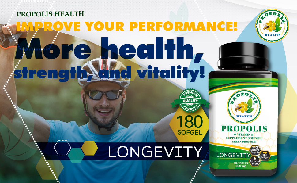 Vitamins & Supplements - 180 Capsules - Propolis Health Store Bee Propolis Softgel Longevity 180 Capsules - Boost Your Bee Therapy 3 Months Suply - Concentrate Minimum 25% Dry Extract - 1000mg Per 2 Capsules.