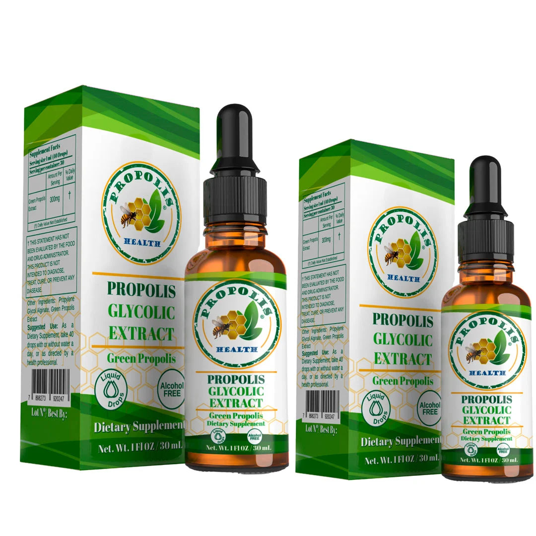 Green Propolis Extract Liquid - Brazilian Bee Propolis Extract Glycolic - 30 Days Supply - Alcohol-Free - Bee Propolis Liquid Supplement - Immune