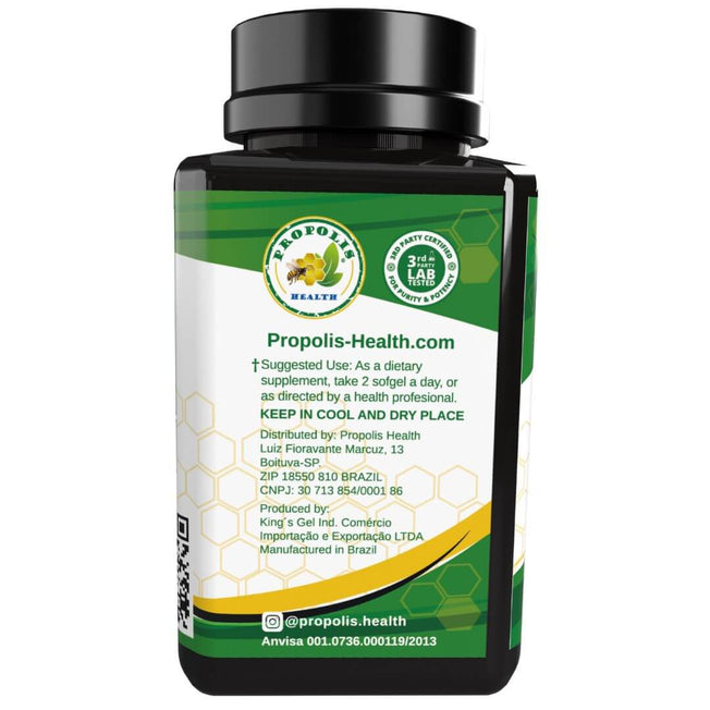 Bee Propolis Softgel Longevity 180 Capsules - Boost Your Bee Therapy 3 Months Suply - Concentrate Minimum 25% Dry Extract - 1000mg Per 2 Capsules.