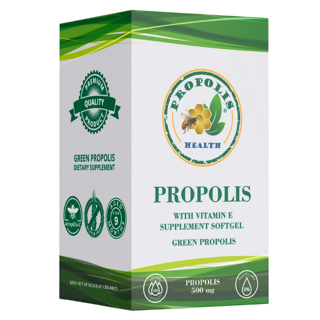 Vitamins & Supplements - 100 Capsules - Propolis Health Store Bee Propolis Softgel Longevity 180 Capsules - Boost Your Bee Therapy 3 Months Suply - Concentrate Minimum 25% Dry Extract - 1000mg Per 2 Capsules.