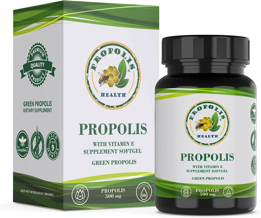 Propolis Health green propolis softgels 100 capsules – box and bottle, 50 days supply