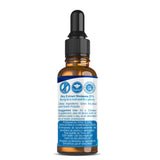 Propolis tincture back label: dry extract minimum 23%, ingredients grain alcohol and green propolis, 40 drops a day
